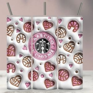 20oz Stainless Steel Tumbler Cafecito y Chisme Tumbler concha bread heart